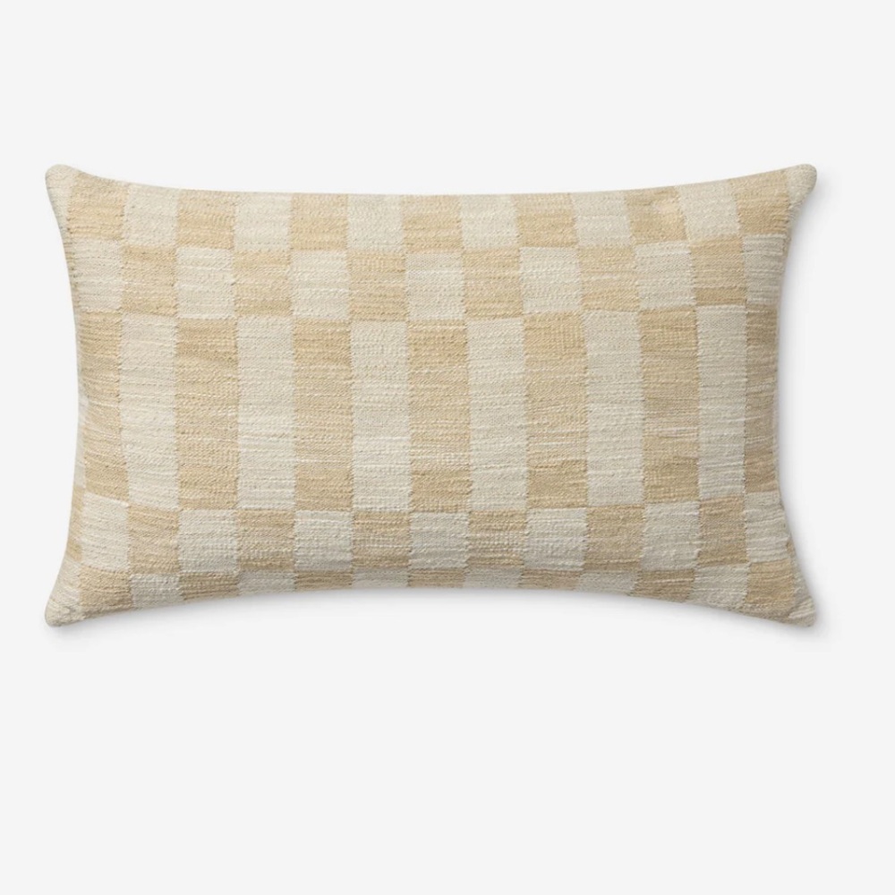 LOLOI X AMBER LEWIS NEW checkerboard Adams pillow cover -sand/ivory -13x21
